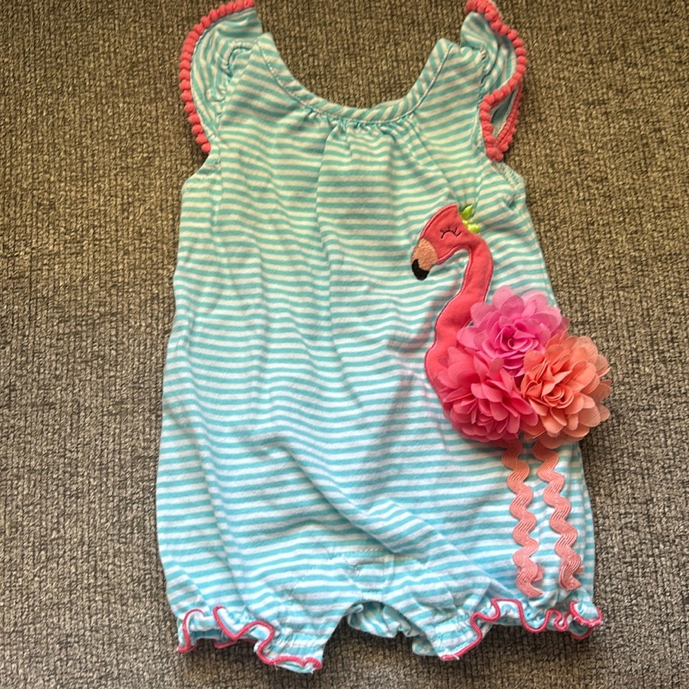 Adorable Summer Flamingo 3 Months Onesie